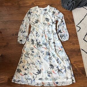 Ivy City Co Blue and Orange Floral Long Sleeve Dress
